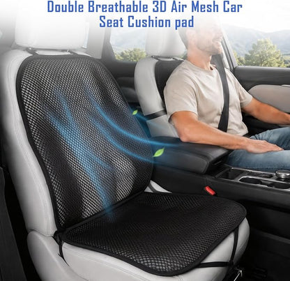 3D Air Mesh Summer Cool Seat Cushion Pad Set, Split-Type, Black | Ventilated Cooling Seat Cushion Pad Cover for Car Seat, Home Office Chairs, Wheelchairs