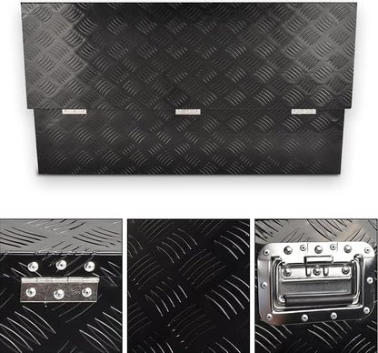 39 Inch Heavy Duty Aluminum Truck Bed Tool Box, 5 Bar Tread Storage Organizer, Lock & Keys, Black (39"x13"x10")