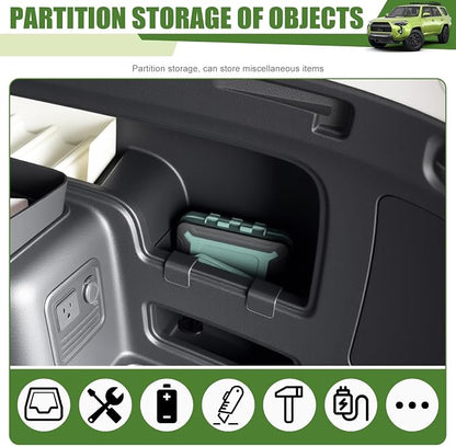 Trunk Organizer for 2010-2024 Toyota 4Runner 5-Seat 2nd Row(NOT Fit 7-Seat 3rd Row), Rear Storage Box Bin Cargo Tray for 10-24 4 Runner Interior Accessories(Right Side Hanging/Without Speaker)