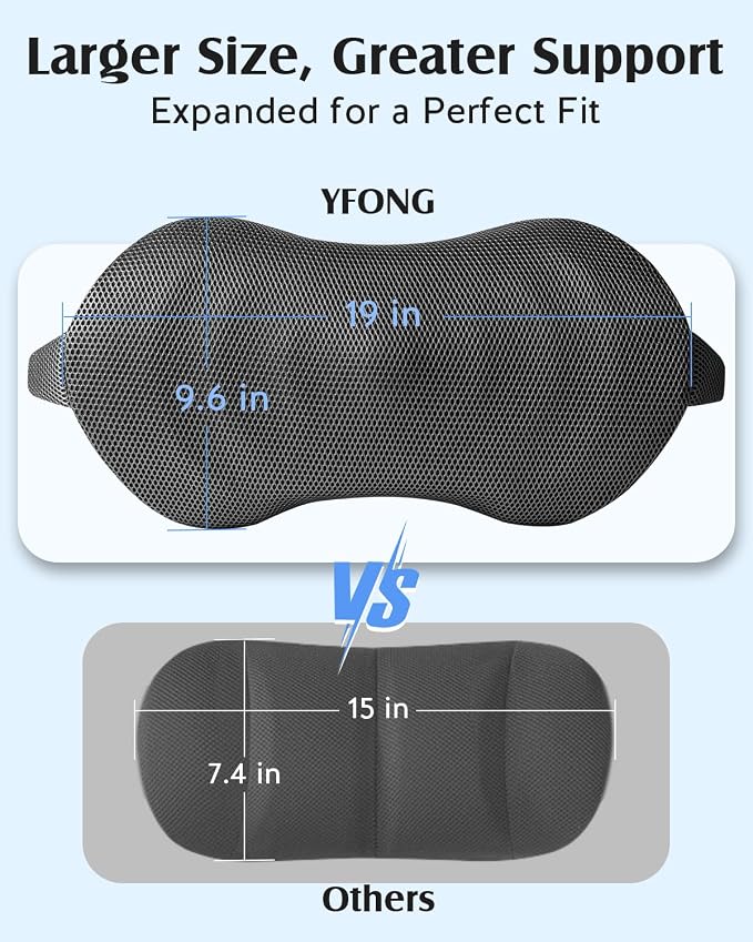 YFONG Lumbar Support Pillow for Car Seat, Back Support with Adjustable Straps Securely Fixed for Driving Seat Pain Relief, Office Chair Car Essentials Back Cushion, Grey