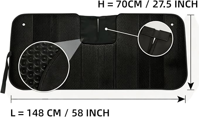 GWUSKDT Car Windshield Sunshade-Thicken 5-Layer Bubble Block Heat and Sun UV Rays,Front Windshield Sun Shade- Keeps Your Vehicle Cool - 58 x 27.5 Inch new Upgraded (New Black)