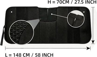 GWUSKDT Car Windshield Sunshade-Thicken 5-Layer Bubble Block Heat and Sun UV Rays,Front Windshield Sun Shade- Keeps Your Vehicle Cool - 58 x 27.5 Inch new Upgraded (New Black)
