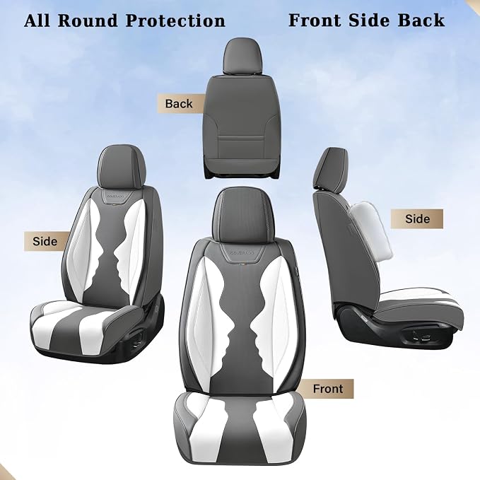 Coverado Car Seat Covers, Front Covers for Cars, Car Seat Cover Front Seats, Automotive Seat Cover, Waterproof, Leather Car Seat Cushion, Universal Interior Covers Seat Protectors for Most Cars