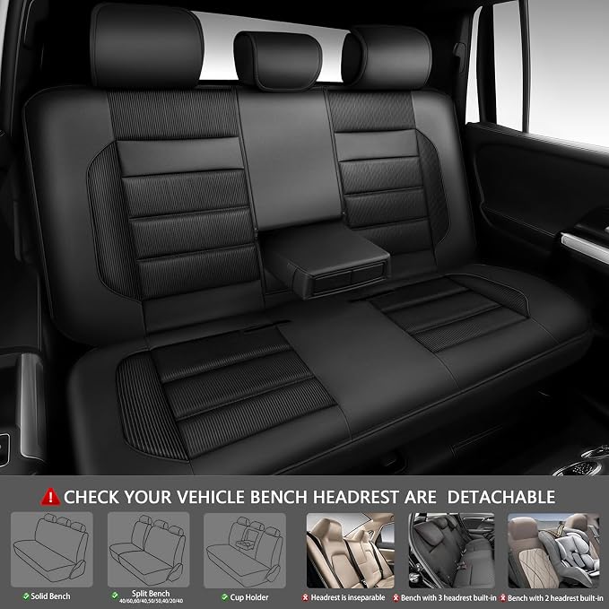 CAR PASS Memory Foam Seat Covers Full Sets, Airy Cool Mesh Thick Car Seat Covers, Leather Car Seat Covers 5 Seats Airbag Compatible, Universal Automotive Comfort for Most Cars, Trucks, SUV, Black