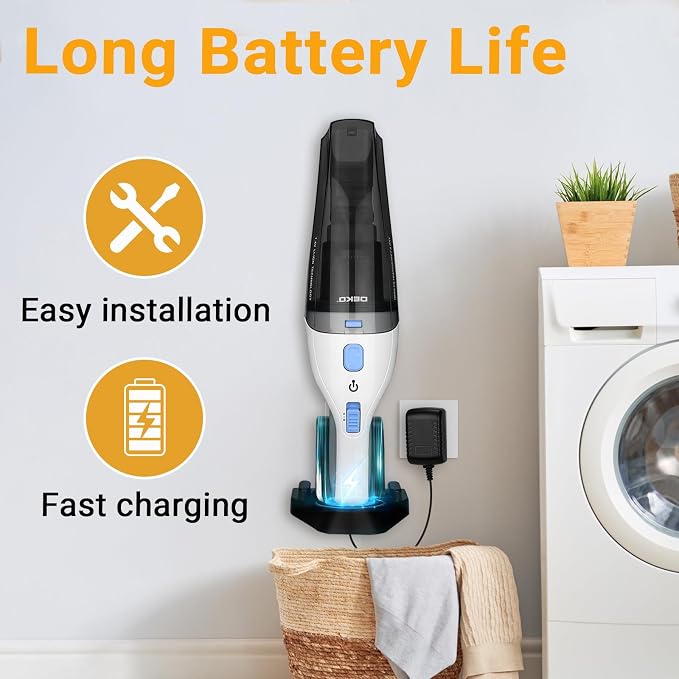 DEKOPRO Cordless Handheld Portable Vacuum Cleaner, Small Rechargeable with 8000PA Powerful Suction, Car Vacuum with Multi Accessories to Clean Home, Pet Hair and Car, White