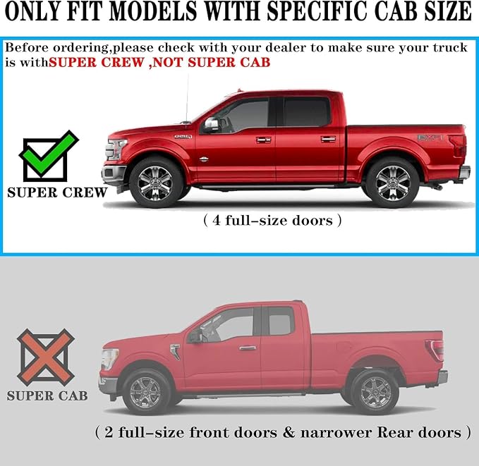 COMNOVA 6 Inch Running Boards Compatible with 2004-2014 Ford F-150 Crew Cab (4 Full-Size Doors). F150 Side Steps Nerf Bars, Heavy Duty Carbon Steel Step Bars with Non-Slip Plastic Pads.