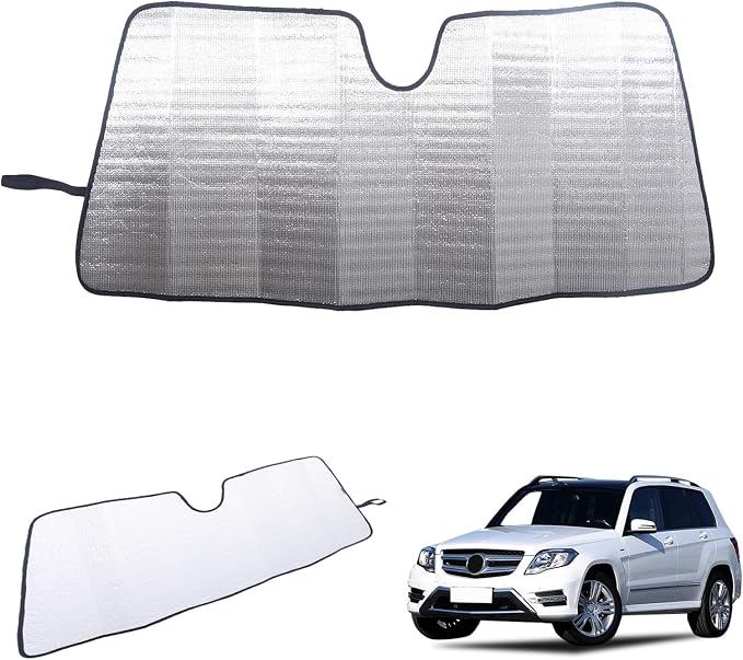 Windshield Sun Shade Compatible with Mercedes-Benz GLK X204 2013-2015 Foldable Front Windshield Sunshade Protector, Block UV Rays Keep Your Car Cooler