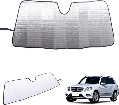 Windshield Sun Shade Compatible with Mercedes-Benz GLK X204 2013-2015 Foldable Front Windshield Sunshade Protector, Block UV Rays Keep Your Car Cooler
