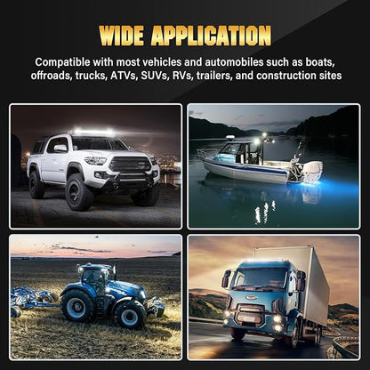 LED Light Bar Kit for Truck, 2 Pcs 20 Inch Slim Light Bars, 4 Pcs 4 Inch LED Pods, 2 Wiring Harness, 12V 24V Off-Road Driving Work Fog Lights for SUV ATV Tractor Pickup Golf Cart