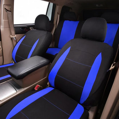 Flying Banner Car Seat Covers Full Set Front Seats and Rear Bench Polyester car seat Protectors Black Gray Purple airbag Compatible Rear Bench Split (Black Blue)