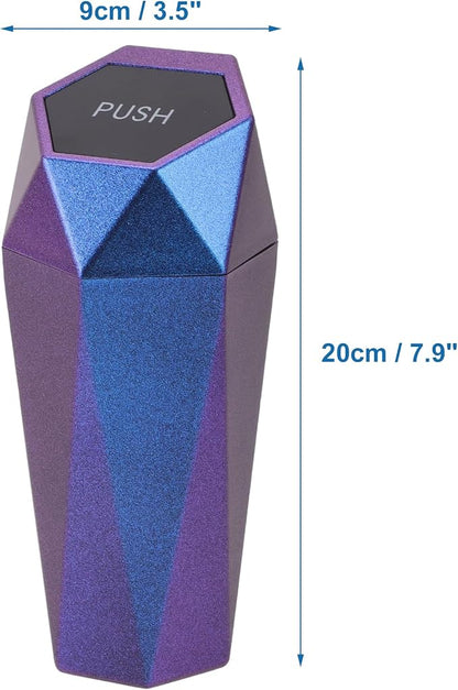 Car Trash Can Portable 3.5" Width 7.9" Height Trash Bin Plastic Gradient Blue 1 Pcs