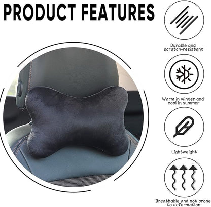 Car Headrest Pillow, Soft & Comfortable Memory Foam Car Neck Pillow for Driving Fatigue Relieve, Universal Cars Head Rest Pillows with Adjustable Strap, Car Interlor Accessorles (Black)