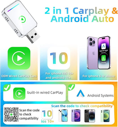 LENVA Wireless CarPlay Adapter, 2025 Upgrade Mini Design for Cars Plug and Play Fast Stable Connection No Delay (Only for iPhone, Not for Android)