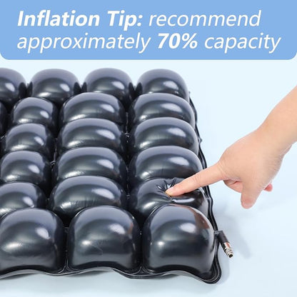 Inflatable Pressure Relief Air Cell Cushion for Wheelchair & Mobility Scooter, Breathable Cooling Seat Cushion for Pain & Sores Relief, Long Sitting, Airplane & Office Use (20" x 18")