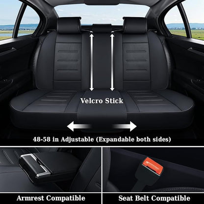 Coverado Car Seat Covers, Front Covers for Cars, Car Seat Cover Front Seats, Car Seat Protector Waterproof, Leather Car Seat Cushion, Universal Interior Covers Seat Protectors for Most Cars Black