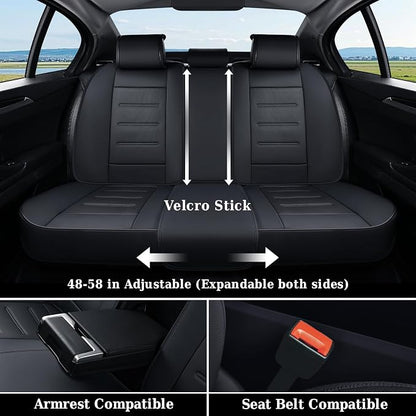 Coverado Car Seat Covers, Front Covers for Cars, Car Seat Cover Front Seats, Car Seat Protector Waterproof, Leather Car Seat Cushion, Universal Interior Covers Seat Protectors for Most Cars Black