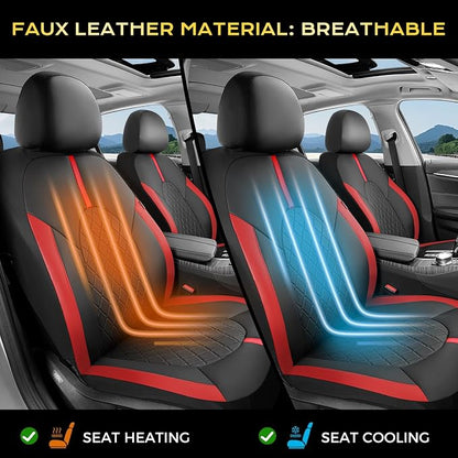 Coverado Car Seat Covers Front Seats, Car Seat Cover, Car Seat Protector Waterproof, Car Seat Cushion Red Seat Covers Carseat Cover Universal Fit for Most Cars