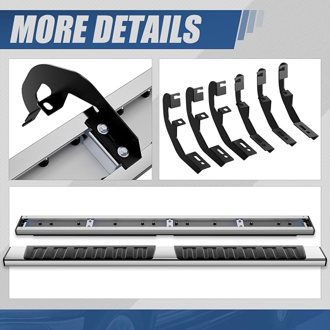 Auto Dynasty 6.75" Running Boards Compatible with 2019-2026 Chevy Silverado GMC Sierra 1500 2500HD 3500HD Extended Double Cab, Stainless Steel Nerf Bar, Chrome Side Step