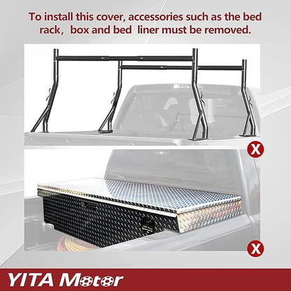 YITAMOTOR Soft Quad Fold Truck Bed Tonneau Cover Fits for Dodge Ram 1500 New Body Style 2019 2020 2021 2022 2023 2024 2025 2026, Fleetside 5.7 ft Bed Without Rambox
