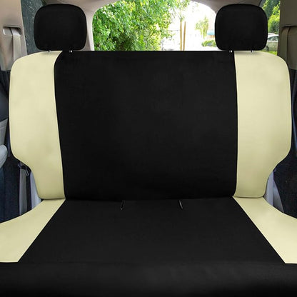 Universal Fit Chevron Flat Cloth Car Seat Covers Full Set - Beige