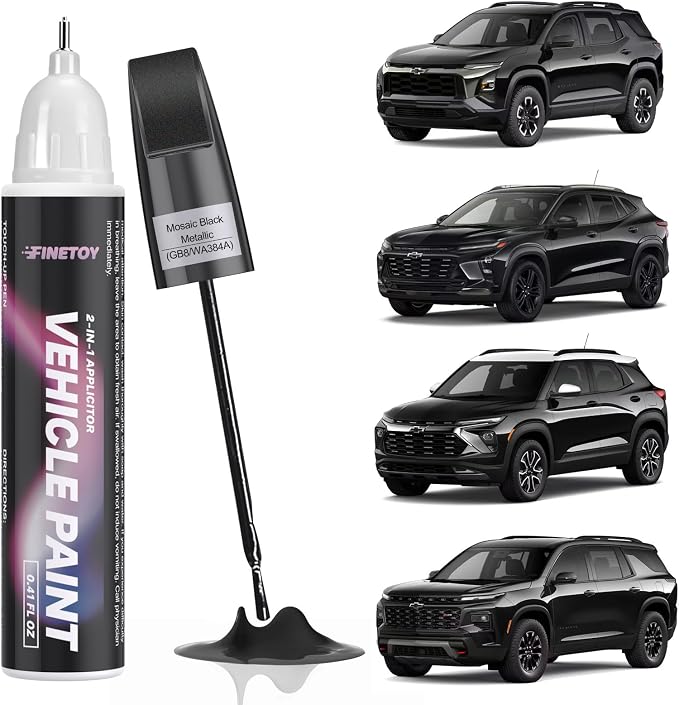 GB8/WA384A Mosaic Black Metallic Touch Up Paint for Chevrolet, Car Scratch Repair Paint Kit with 2 in 1 Brush and Pen Nip, Exact-Match & Quick Drying Design for Chips and Nicks