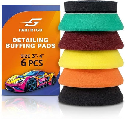 3 Inch Foam Polishing Pads 6-Pack – Dual-Layer, Heat-Dissipating & Tapered Edge | Hook & Loop Buffing Pads for Cutting, Polishing & Finishing | Tear-Resistant Foam