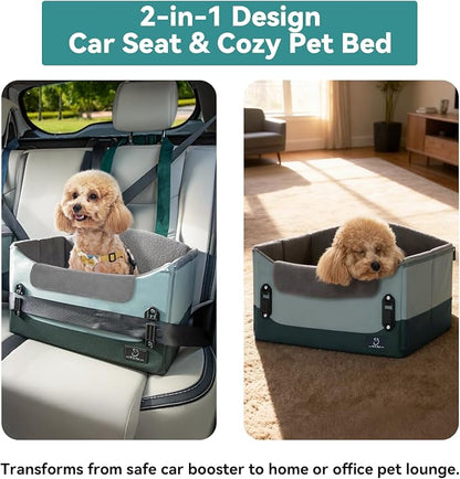 A4Pet Small Dog Car Seat for Small Dogs - Dog Booster Car Seat for Small Dogs Under 25, Portable Dog Crate for Car Seat with Patent Buckles, Clip-On Safety Leash, Pet Travel Carrier, Fits Most Cars