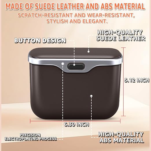 HOLDCY Car Trash Can, Waterproof Multi‑Functional Auto Trash Bin for Door/Console/Seat Back, Universal Vehicle Garbage Can for Car/Truck/SUV Drivers (Brown)