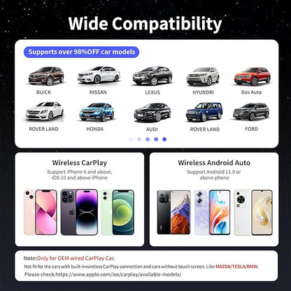 Magic Box 3.0 Max 2026 Upgrade, Support Netflix/YouTube/Dinsey+/Prime Video/TF Card etc., Qualcomm Multi-Core Streaming Video Box with Wireless CarPlay & Android Auto Adapter