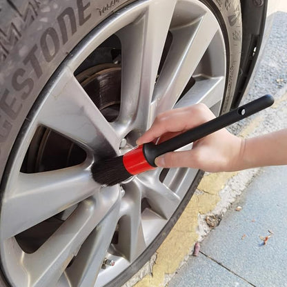 Car Detailing Brush Set of 5 - Soft Boar Hair, Car Cleaning Brush, Wheel Cleaner Brush, Car Dust Brush, Car Interior Leather Seat and Vent Brush, Parts Cleaner Brush