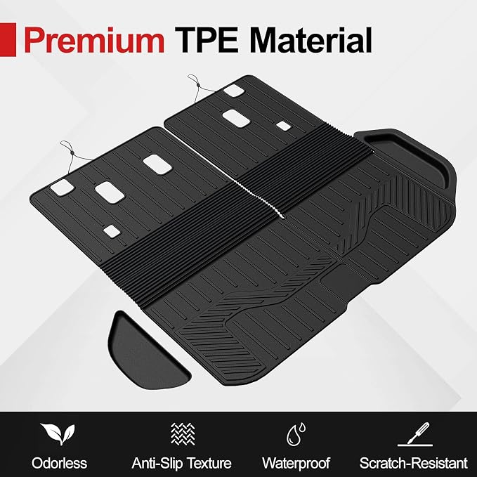 Floor Mats for 2016-2022 Honda Pilot 8 Passengers (No Elite Models), Cargo Mat with Backrest Mat All Weather Protection TPE Car Liner for Honda Pilot Door Sill Guards Accessories