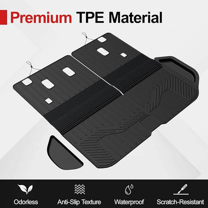 Floor Mats for 2016-2022 Honda Pilot 8 Passengers (No Elite Models), Cargo Mat with Backrest Mat All Weather Protection TPE Car Liner for Honda Pilot Door Sill Guards Accessories