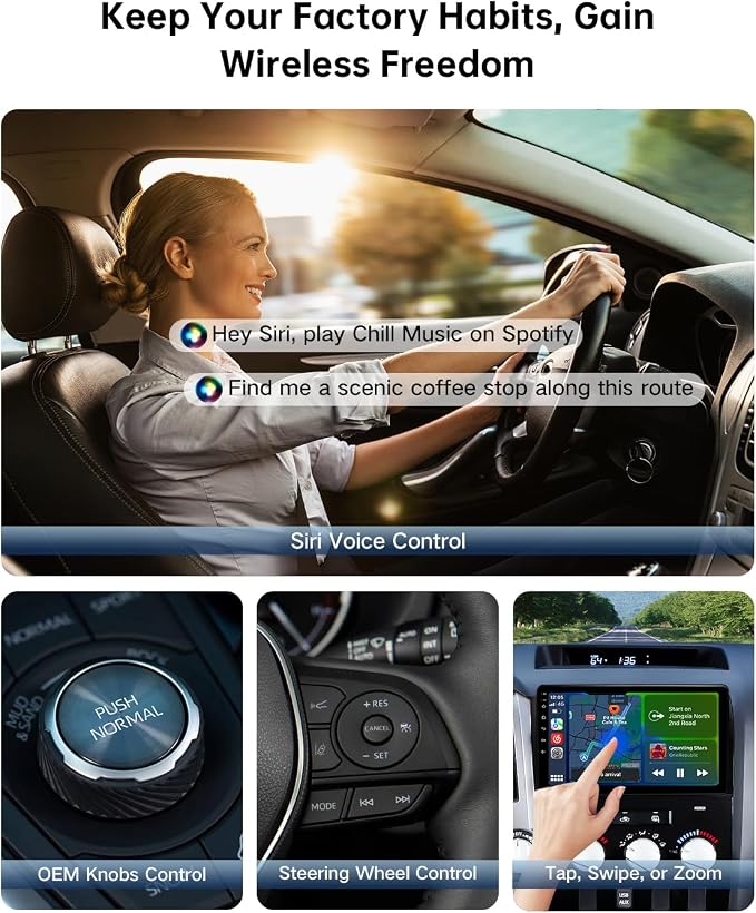 Wireless CarPlay Adapter for iPhone, Converts Factory Wired CarPlay to Wireless, Plug & Play Auto Reconnect, USB-A Dongle + USB-C Adapter, for Cars with OEM Wired CarPlay (iOS 10+, Car Model 2016+)