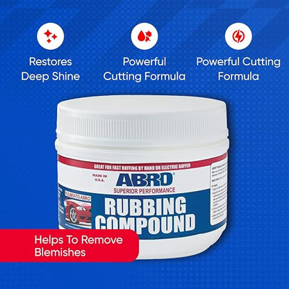 ABRO Rubbing Compound 32 oz — Heavy-Cut Car Scratch Remover & Buffing Compound for Oxidized Paint, Light Scratches, Scuffs, Swirl Marks & Auto Detailing