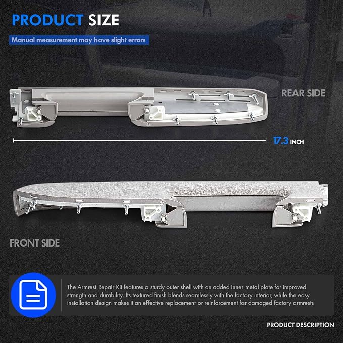 22818471 Front Right Passenger Side Armrest Repair Kit Fit for Chevy Silverado 1500 2500HD 3500HD 2010-2014 For GMC Sierra 1500 2500 HD 3500 HD 2010-2014 Door Panel with Release Handle Below Armrest
