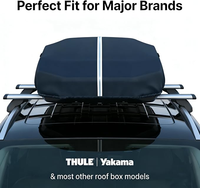 Roof Box Cover, Heavy-Duty 600D Oxford Fabric that is Waterproof, dustproof, UV-Resistant, and Scratch-Resistant, Roof Box Covers Universal Fit for Thule, Perflex, Yakima Brands. (69x35x17 inches)