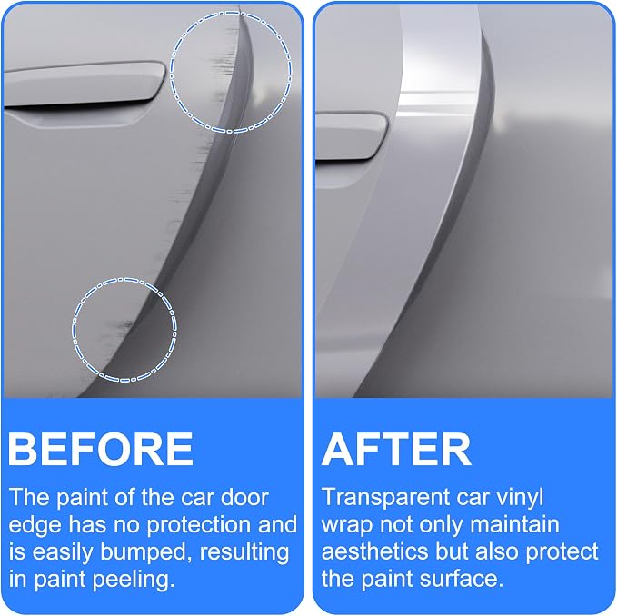 Arespark Car Door Edge Guard Protection Clear Vinyl Wrap Universal Door Sill Guard Anti-Collision Ratch-Resistant Protection Film, Transparent Paint Protection Vinyl Roll with Free Tools(2in x 30ft)