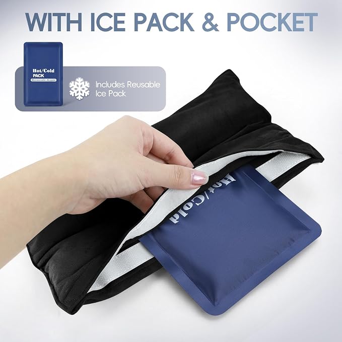 Post Surgery Seat Belt Pillow with Ice Pack, Seatbelt Cushion for Mastectomy, Heart Surgery, C-Section & Hysterectomy Recovery, Chemo Port Protector, Seatbelt Pad with Pocket(Black)