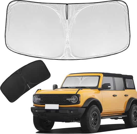 for Ford Bronco Sport 2021-2025 2026 Sunshade Sun Shade Windshield Cover - 4 Layers Front Window Shade for Bronco Sport -250T Retractable Custom Fit Sun Visor Blocks UV Rays Car Accessories