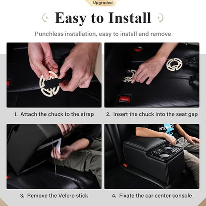 Coverado Car Center Console, Universal Rear Bench Seat Console, Back Seat Car Organizer, Automotive Center Console with Cup Holder & Phone Holder, Central Armrest Box (Update, Black)