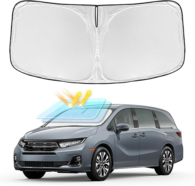 Sun Shade for Honda Odyssey Windshield Cover 2018-2024 2025 2026 4-Layer Front Window Shade Custom for Odyssey LX EX EX-L Touring Elite Sunshade 250T Shade Blocks UV Rays Cooler Car Accessories