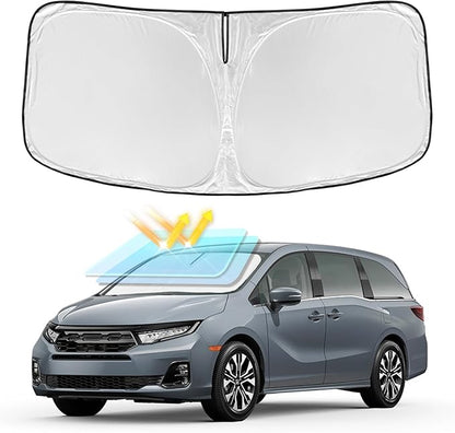 Sun Shade for Honda Odyssey Windshield Cover 2018-2024 2025 2026 4-Layer Front Window Shade Custom for Odyssey LX EX EX-L Touring Elite Sunshade 250T Shade Blocks UV Rays Cooler Car Accessories