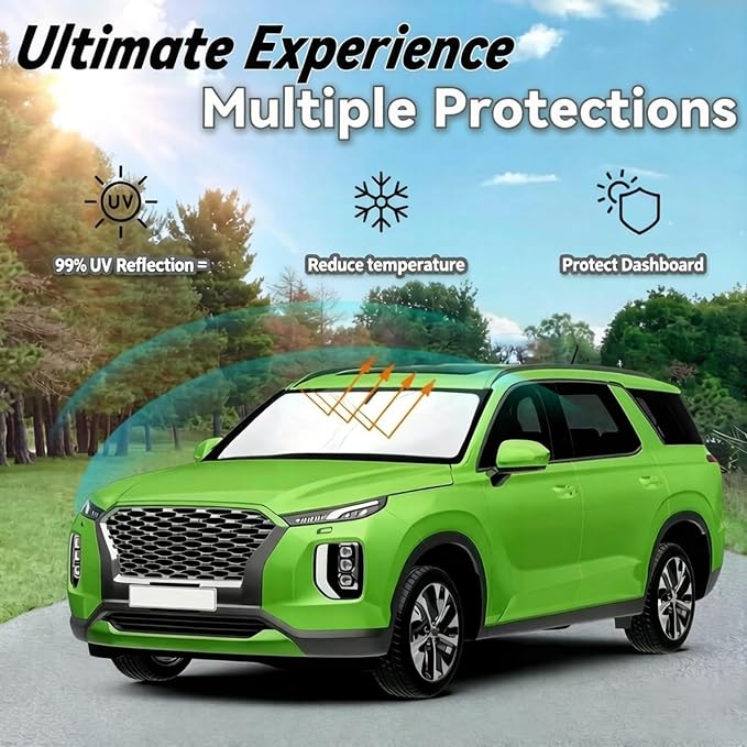 Windshield Sun Shade for Hyundai Palisade 2020 2021 2023 2024 2025 2026 Accessories, Car Front Window Sun Visor Protector & Heat Shield | 240T Sunshade Protection Blocks UV Rays