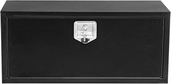 Black Steel Underbody Truck Tool Box for Pickup RV Toolbox Truck Bed Toolboxes Heavy Duty Waterproof Truck Chest with Lock,24 x 14 x 16 Inch