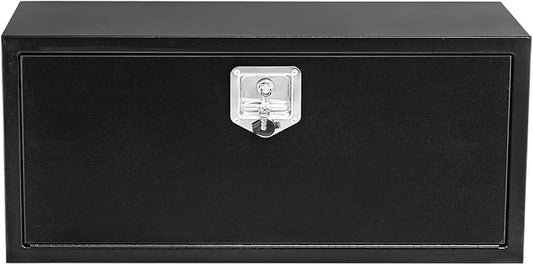 Black Steel Underbody Truck Tool Box for Pickup RV Toolbox Truck Bed Toolboxes Heavy Duty Waterproof Truck Chest with Lock,24 x 14 x 16 Inch