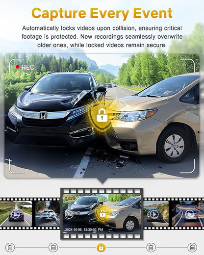 GKU 4K Dash Cam Front, Mini DashCam Includes 64GB Card, Dash Camera Built-in WiFi, 24H Parking Monitor,Night Vision,WDR,170° Wide Angle,Loop Recording,G-Sensor, (Black)