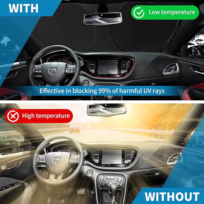 INSAUTO Windshield Sun Shades Custom Fit for Toyota Camry 2007-2017- Sunshade for Front Window Cover - Double Layer Heat Shield Sun Visor Cool Car Accessory