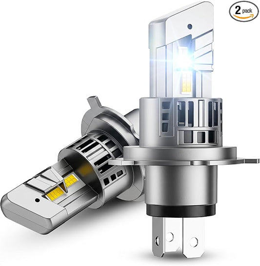 SEALIGHT H4/9003 LED Bulbs, 30,000LM Super Bright 6500K Cool White, 1:1 Mini Wireless Halogen Replacement Bulbs with Fan Cooling, Plug and Play, Pack of 2