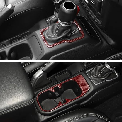 RT-TCZ Interior Trim Kit Cover Center Console Decoration Accessories Compatible with Jeep Wrangler JL JLU & Gladiator JT 2018-2023 23PCS,Red Carbon Fiber