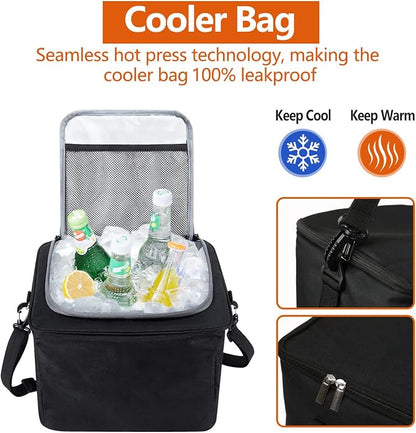 AOPHY Car Trunk Organizer with Insulated Cooler Bag, Foldable & Waterproof Storage Organizer with Lid for SUV, Truck, Sedan - 4 Large Adjustable Compartments, Heavy Duty & Collapsible Design